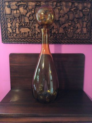 Large Vintage Blenko Tangerine 35”floor Vase Architectural Art Glass