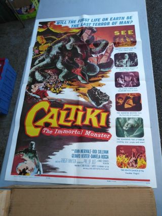 Caltiki The Immortal Monster 1960 Orig.  1 Sheet Movie Poster 27 " X41 " Sci - Fi
