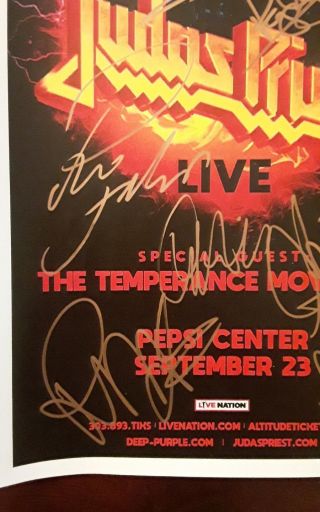 DEEP PURPLE AND JUDAS PRIEST SIGNED CONCERT POSTER SIGNED BY 8 2