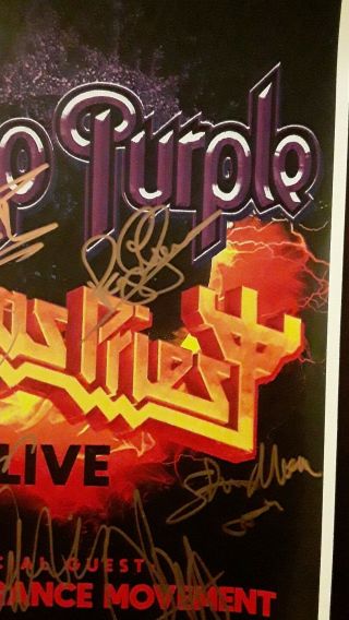 DEEP PURPLE AND JUDAS PRIEST SIGNED CONCERT POSTER SIGNED BY 8 4