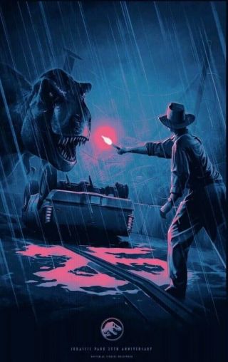 Jurassic Park 25th Anniversary Ltd Ed Movie Poster (t - Rex) Mondo Style