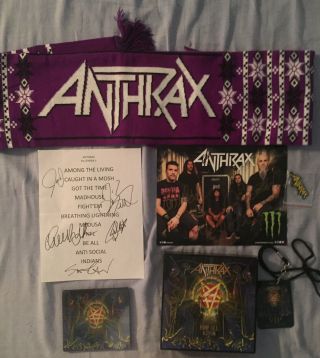 Anthrax Signed Poster Setlist Hat Album Set Scarf Cd
