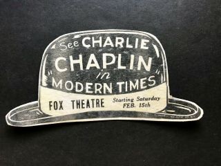 1936 Charlie Chaplin Modern Times Silent Movie Die - Cut Hat Blotter Fox Theatre