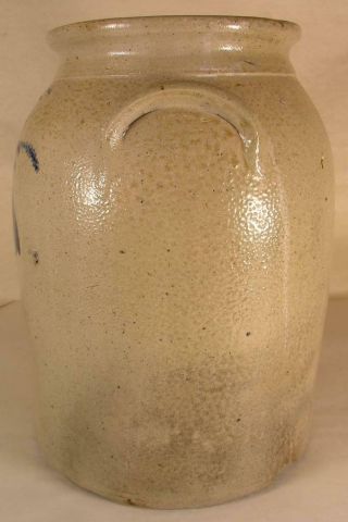 Antique Whately Mass Wells,  Crafts & Wells 3 Gal.  Blue Decorated Stoneware Jar 6