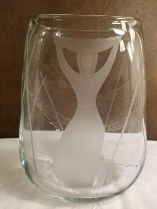 Rare Kosta Boda Etched Engraved Art Glass Vase Vicke Lindstrand Lg 131 13.  25 "