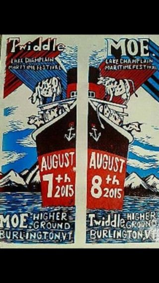 Twiddle Moe.  Jim Pollock Two Poster Set Burlington Vt August 2015 Phish Jambands
