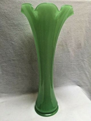 Jade Green Large 20 " Vase Attributed Fenton