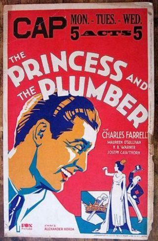 The Princess And The Plumber - 1930 Window Card Poster - M.  O 