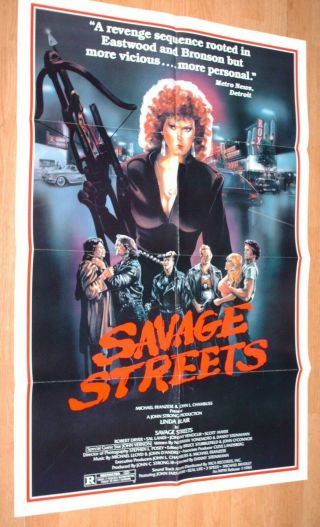 Savage Streets 1984 U.  S.  Movie Poster Linda Blair Exploitation Sleaze