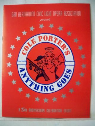 Anything Goes Souvenir Program Cole Porter / Chita Rivera / Michael Callan Ca 71
