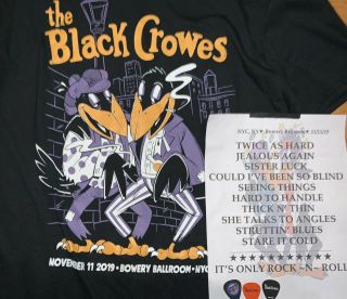Black Crowes Reunion T - Shirt Collector Concert Tour Rare 2019 Ny Set List & Pick