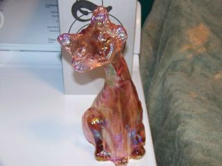 Rare Fenton Pink Mist ? Alley Cat Marble Iridescent Carnival Box 10.  5