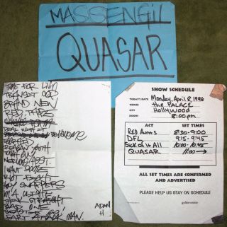Beastie Boys Quasar Tour Ad - Rock Handwritten Set List,  Dressing Rm Sign Ooak 96