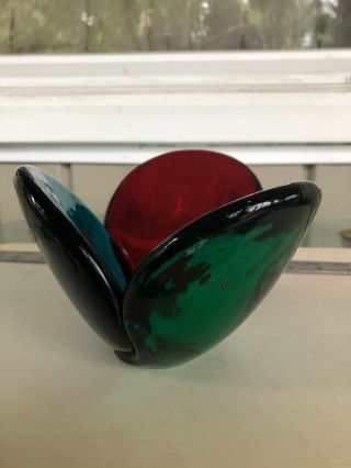 Rare Blenko Tri - Color Art Glass Bowl 5831,  produced Only In 1958 2