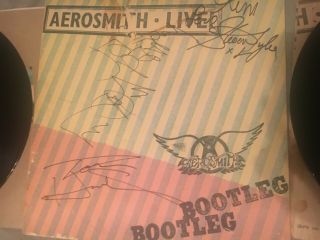Aerosmith Signed Live Bootleg Vinyl Record Steven Tyler Joe Perry And Band