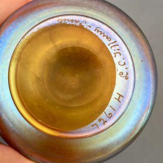 Louis Comfort Tiffany perfume bottle Favrile glass,  iridescent Art Nouveau vase 12