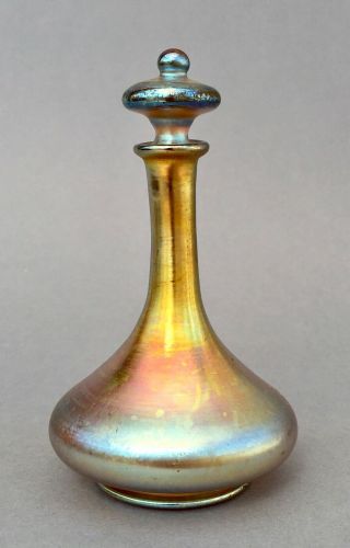 Louis Comfort Tiffany perfume bottle Favrile glass,  iridescent Art Nouveau vase 2