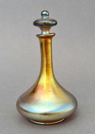 Louis Comfort Tiffany perfume bottle Favrile glass,  iridescent Art Nouveau vase 3
