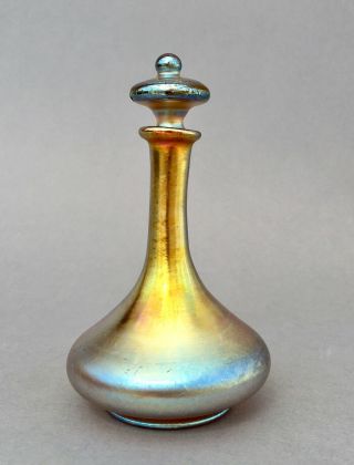 Louis Comfort Tiffany perfume bottle Favrile glass,  iridescent Art Nouveau vase 5