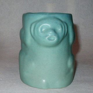 Van Briggle Art Pottery Monkey Face Mug Ming Blue Very Rare