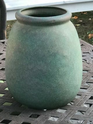 Roseville Early Carnelian Arts And Crafts Matte Green Bulbous Vase