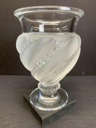 Vtg Lalique Ermenonville Heavy Crystal Swirl Vase Clear & Frosted France 2 Lbs