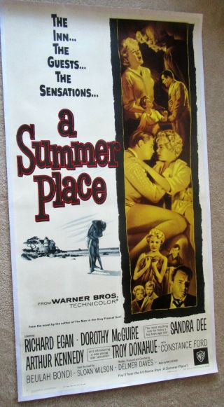 Summer Place 1959 3sht Movie Poster Linen Sandra Dee Ex