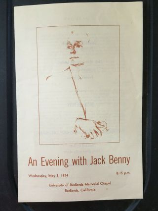 An Evening With Jack Benny 1974 Vintage Theatre Program Orchestra