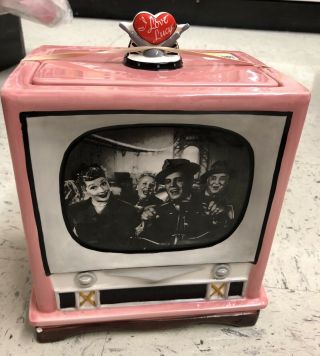 I Love Lucy Pink Ceramic Television Tv Jar Collectible