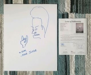 Mike Judge Signed And Sketched Beavis & Butthead 16x20 White Board With Jsa