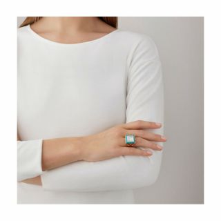 LALIQUE Masque de Femme Ring Size 57 Vermeil and Turquoise (10389300) 2
