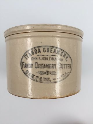 Vintage Red Wing Butter Crock W/advertising Itasca Creamery