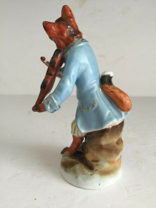 Antique Dresden Porcelain Animal MONKEY Band Figurine FOX PLAYING VIOLIN 6 