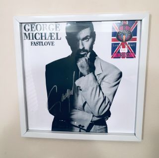 George Michael Signed Fast Love Promo Poster Framed W.  Mtv Pass