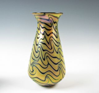 Lundberg Studios Gold Iridescent Art Glass Vase King Tut Pattern