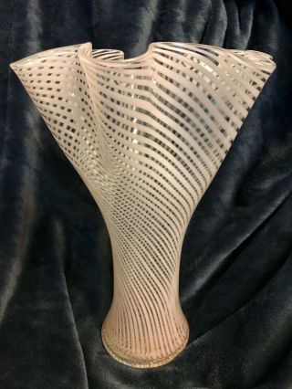Mcm Venini Era Fratelli Toso " A Canne " Murano Italian Swirl Glass Vase 11.  5”