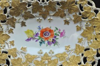 Antique Meissen Reticulated Encrusted Gold 13 Inch Oval Center Bowl 20th Century 2