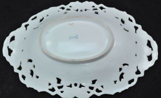 Antique Meissen Reticulated Encrusted Gold 13 Inch Oval Center Bowl 20th Century 7