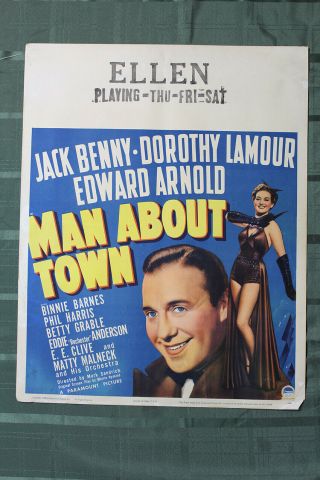 Man About Town (usa,  1939) Us Jumbo Window Card