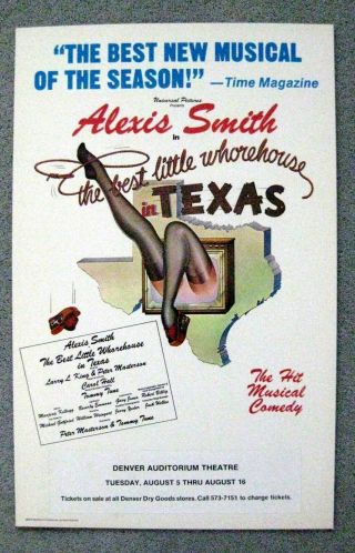Theater Poster Window Card The Best Little Whorehouse In Texas Alexis Smith