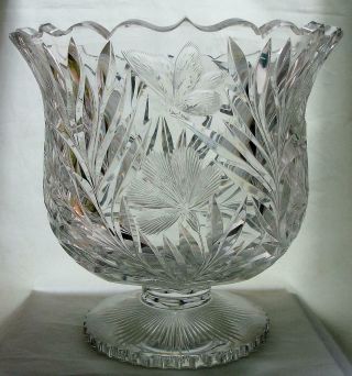 Abp Pairpoint Cut Glass Footed Punch Bowl Dianthus Pattern