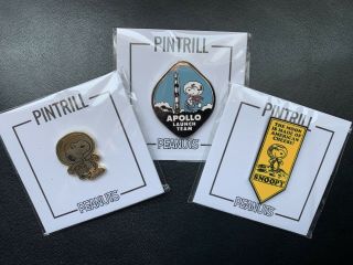 Sdcc 2019 Exclusive Peanuts Pintrill Snoopy Enamel Pin Set Of 3 Apollo