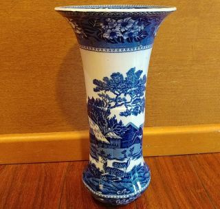 Rare Antique 1920 Wedgwood Blue Fallow Deer Tall Flower Vase England Flow