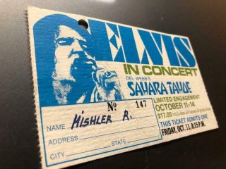 ELVIS PRESLEY Concert Ticket Stub October 11,  1974 SAHARA LAKE TAHOE NEVADA NV 2