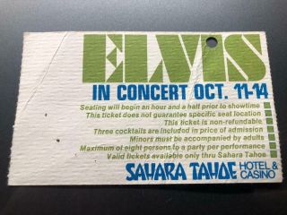 ELVIS PRESLEY Concert Ticket Stub October 11,  1974 SAHARA LAKE TAHOE NEVADA NV 4