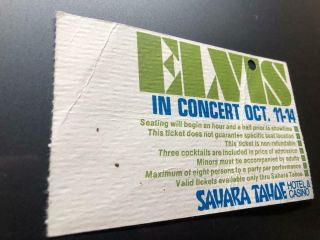 ELVIS PRESLEY Concert Ticket Stub October 11,  1974 SAHARA LAKE TAHOE NEVADA NV 5