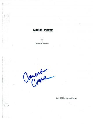 Cameron Crowe Signed Autographed Almost Famous Full Movie Script
