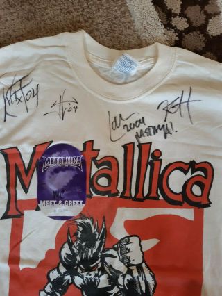 Signed Metallica Fanclub Tshirt 2003 Metclub Hetfield Hammett Trujillo Ulrich