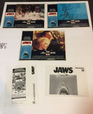 Jaws (1975) Movie Lobby Cards (1,  5,  8) 14x11 With Pressbook