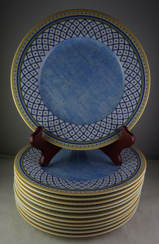 12 Villeroy & Boch Made Perpignan Pattern Blue Center Salad Plates -